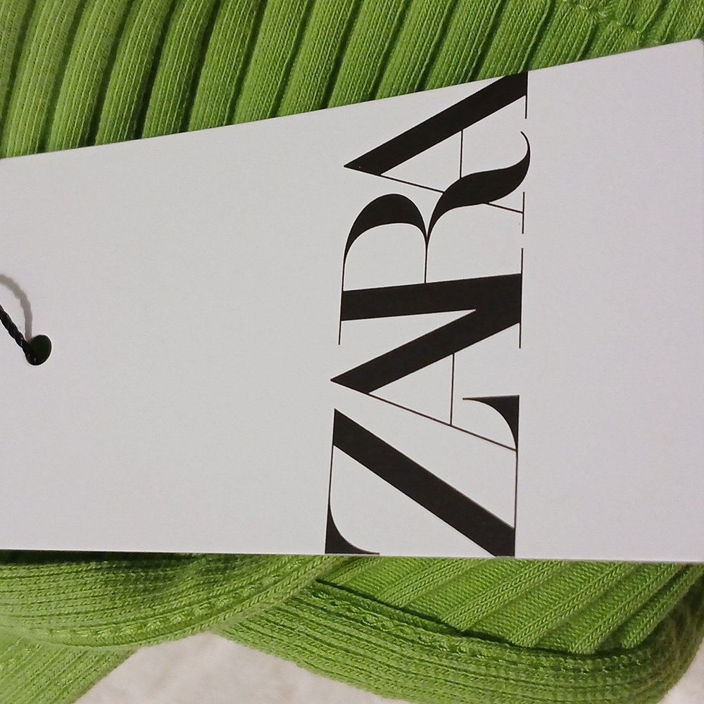 ZARA Green Ribbed Cutout Bodysuit | Criss-Cross Waist | Size M | NWT - Picture 3 of 16